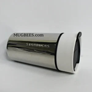 Starbucks 2015 White Shiny Silver Stainless Steel Tumbler 12 Fl Oz