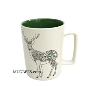 Starbucks Holiday 2017 Mosaic Stack Buck Deer Ceramic Cup Mug 12 Fl Oz