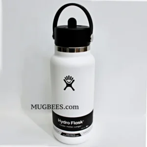 Hydro Flask White Wide Flex Straw Cap Stainless Steel Water Bottle 32 Fl Oz